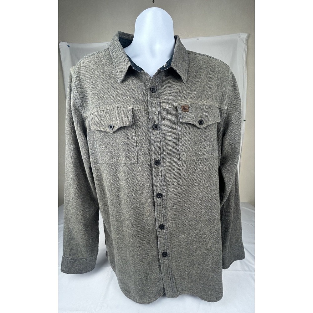 HippyTree Nomad Division button-up shirt Olive/Green Mens XL Herringbone Texture